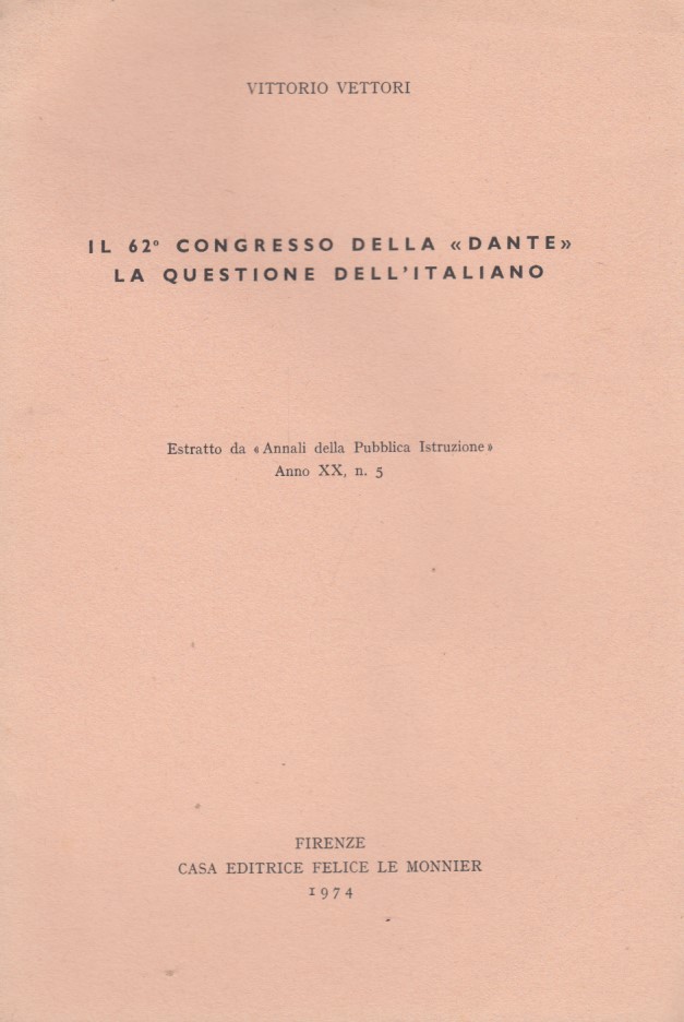 Il 62 congresso della Dante, la questione dell'Italiano