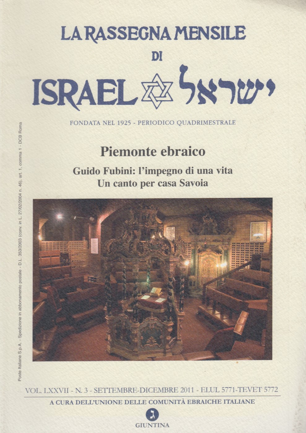 La rassegna mensile di Israel. Settembre-dicembre 2011 (2011) (Vol. 77)