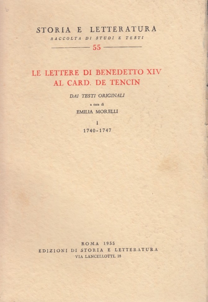 Le lettere di Benedetto XIV al card. de Tencin. Dai …