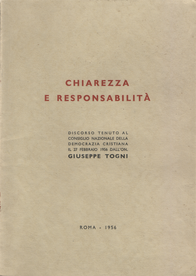 Chiarezza e responsabilità. Discorso tenuto al Consiglio Nazionale della Democrazia …