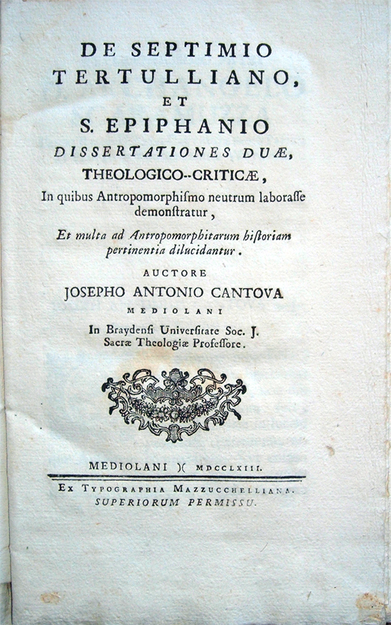 De Septimio Tertulliano et S. Epiphanio dissertationes duae, theologico-criticae, in …