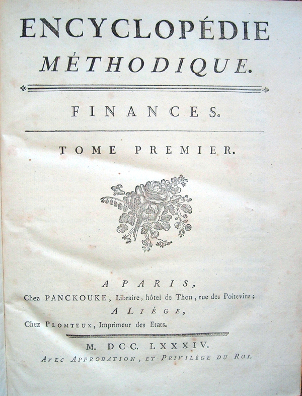 Encyclopédie méthodique. Finances