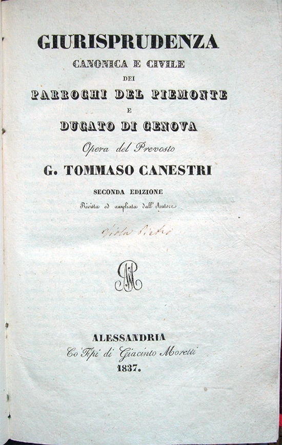 Giurisprudenza canonica e civile dei parrochi del Piemonte e Ducato …