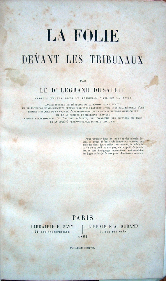 La folie devant les tribunaux