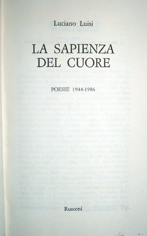 La sapienza del cuore. Poesie 1944-1986