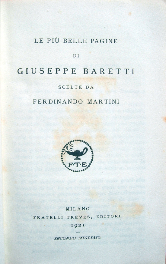 Le più belle pagine di Giuseppe Baretti scelte da Ferdinando …