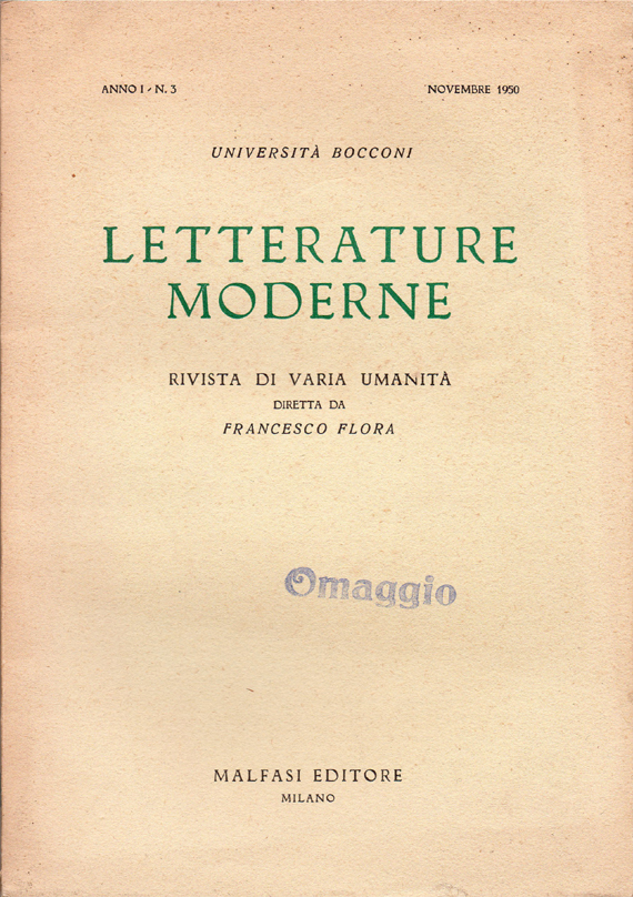 Letterature Moderne. Rivista di varia umanità diretta da Francesco Flora. …