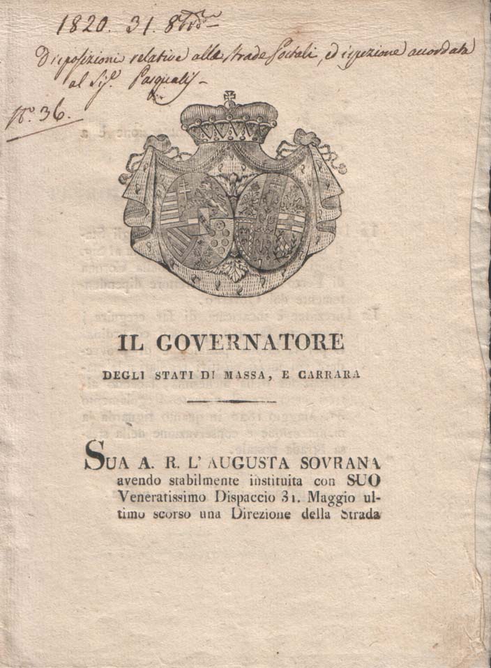 Notificazione relativa alla nomina di Luigi Pasqualis alla direzione della …