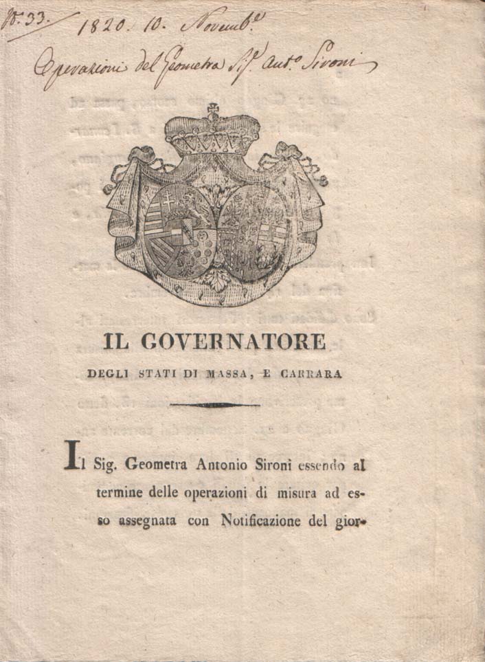 Notificazione relativa alle misurazioni per la formazione del catasto del …