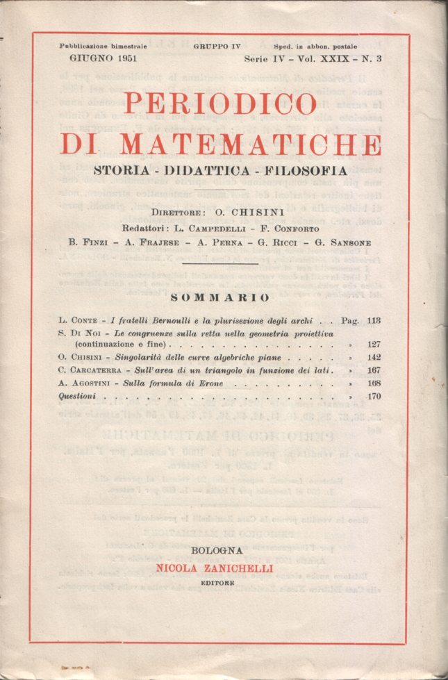 Periodico di matematiche. Storia - Didattica - Filosofia. Pubblicazione bimestrale. …