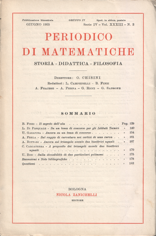 Periodico di matematiche. Storia - Didattica - Filosofia. Pubblicazione bimestrale. …