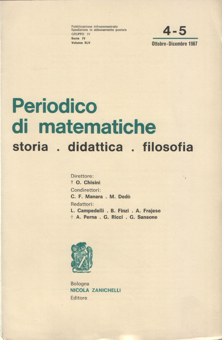 Periodico di matematiche. Storia - Didattica - Filosofia. Pubblicazione bimestrale. …