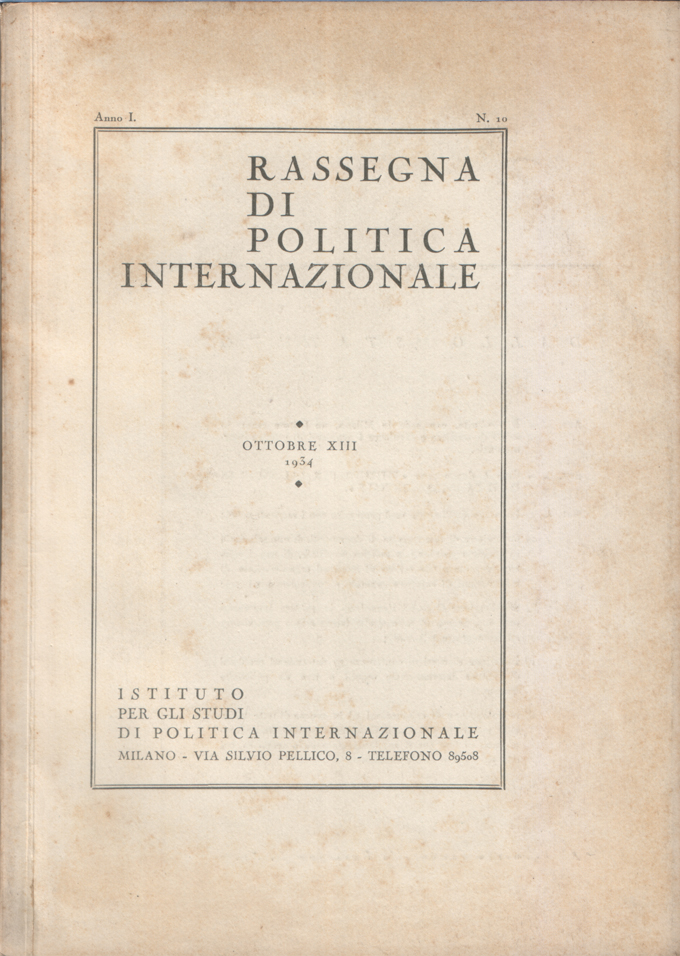 Rassegna di politica internazionale. Anno I - N. 10 - …