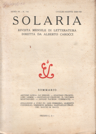 Solaria. Anno Quarto - N. 7-8 - Luglio-Agosto 1929