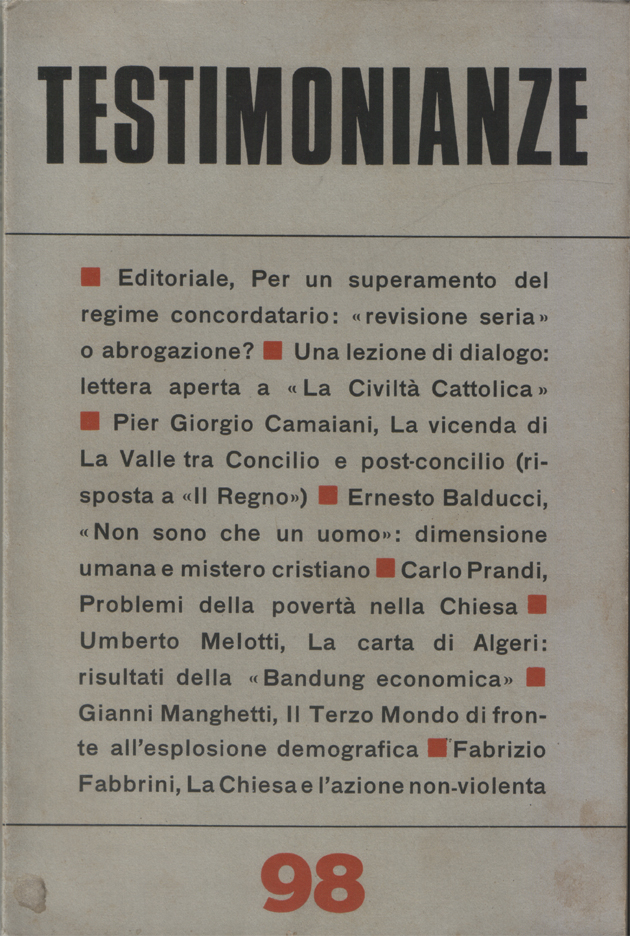 Testimonianze. Quaderni mensili. Anno X - Ottobre 1967 - N. …