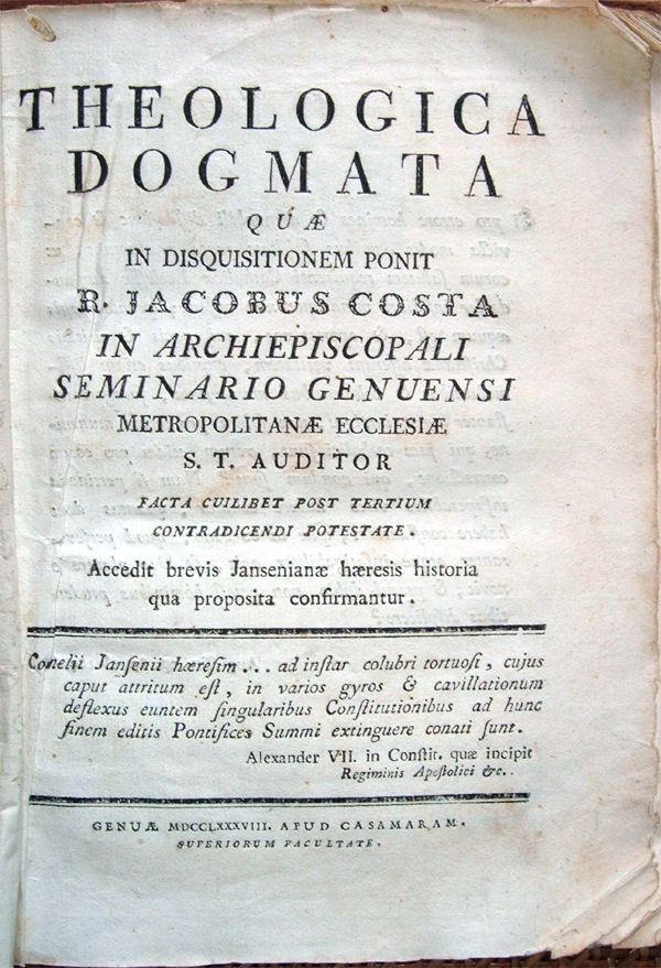 Theologica dogmata quae in disquisitionem ponit R. Jacobus Costa, in …