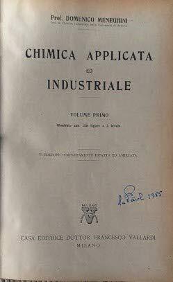 CHIMICA APPLICATA ED INDUSTRIALE VOLUME PRIMO