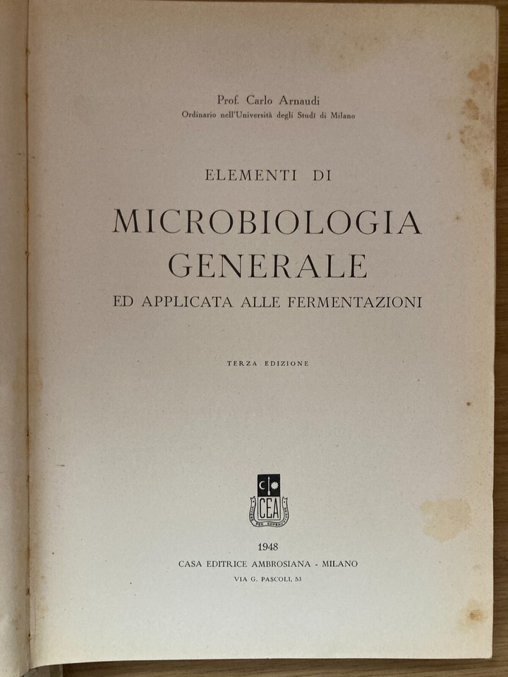 Elementi di microbiologia generale ed applicata alle fermentazioni