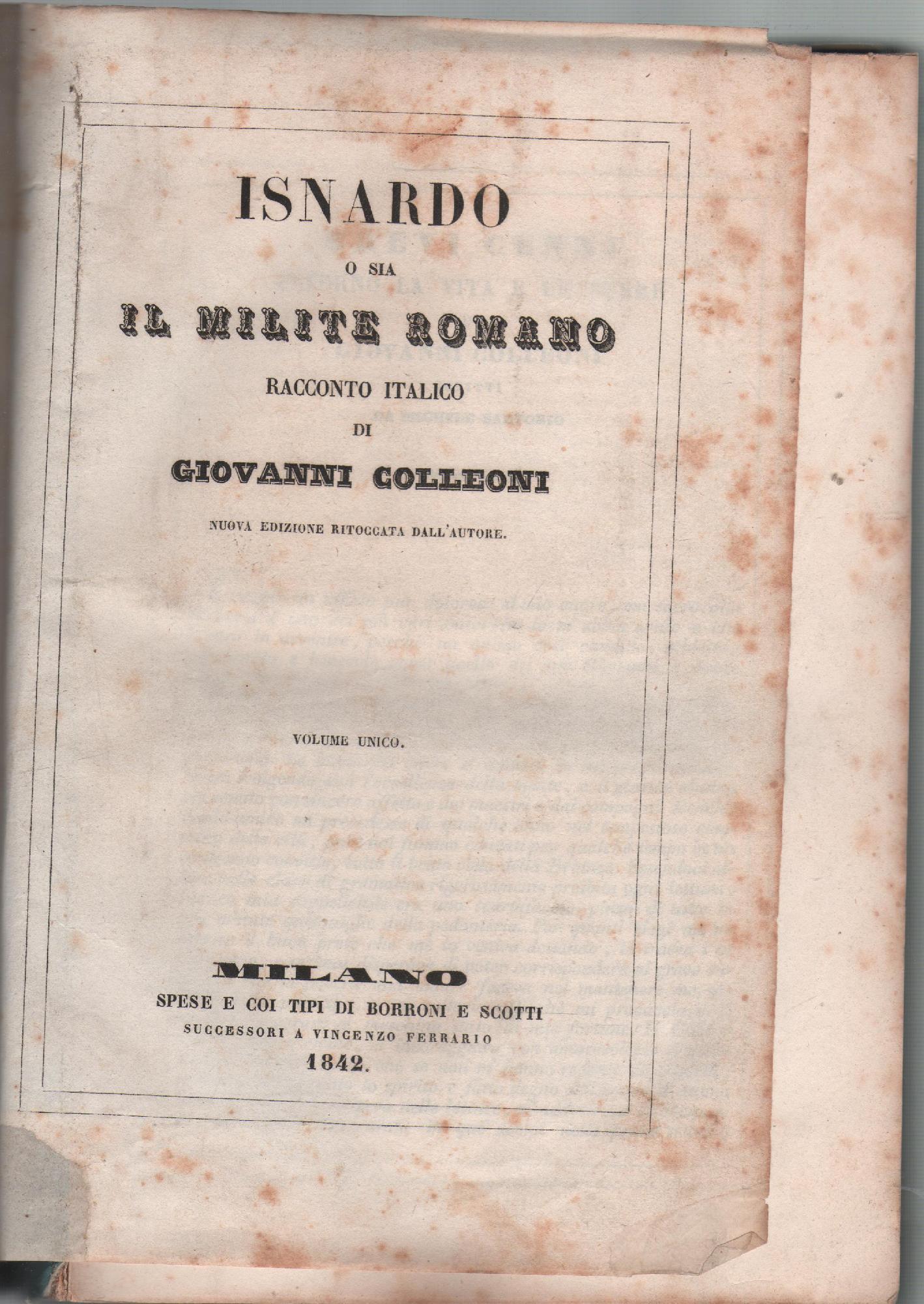 ISNARDO O SIA IL MILITE ROMANO - RACCONTO ITALICO DI …