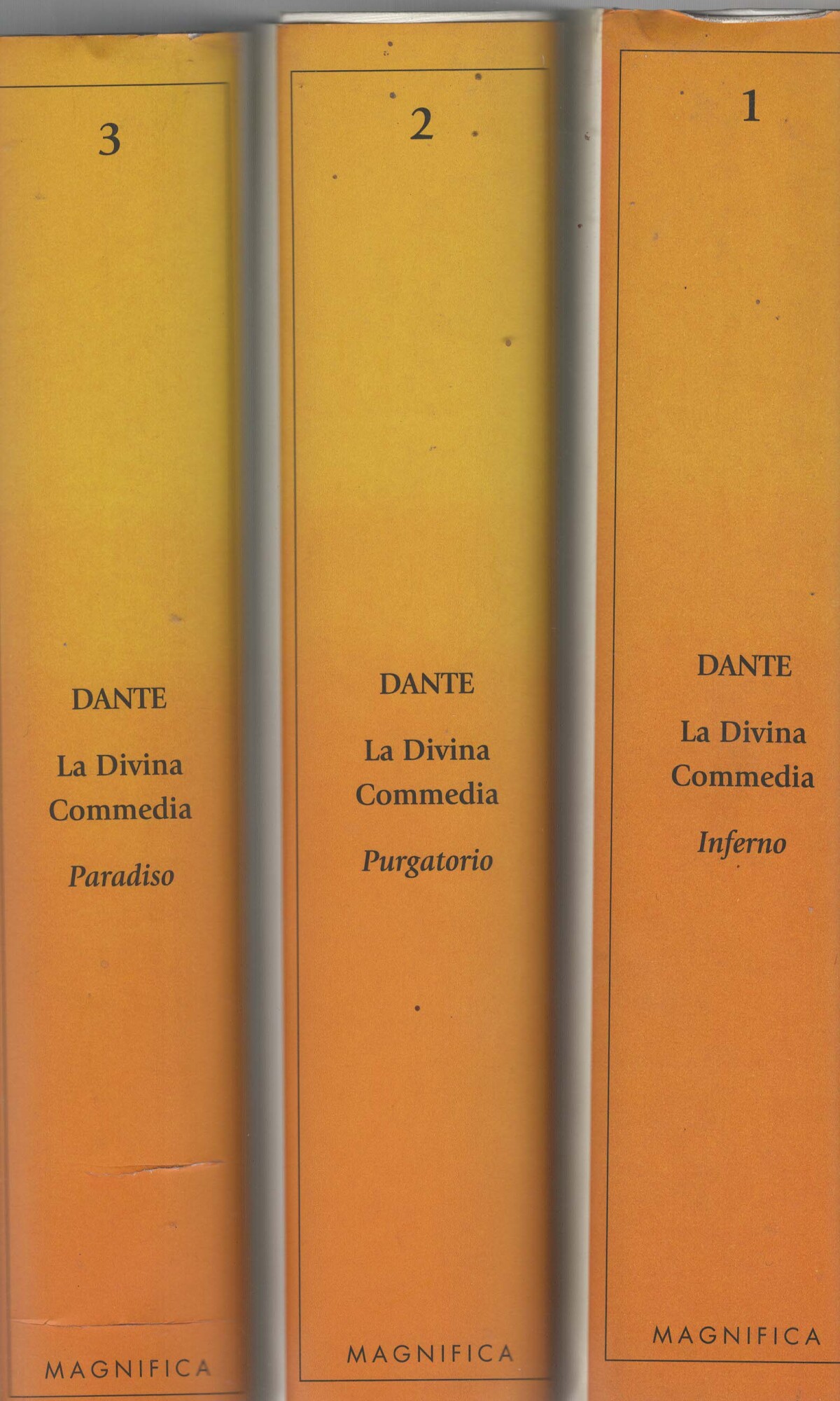 la divina commedia in 3 volumi