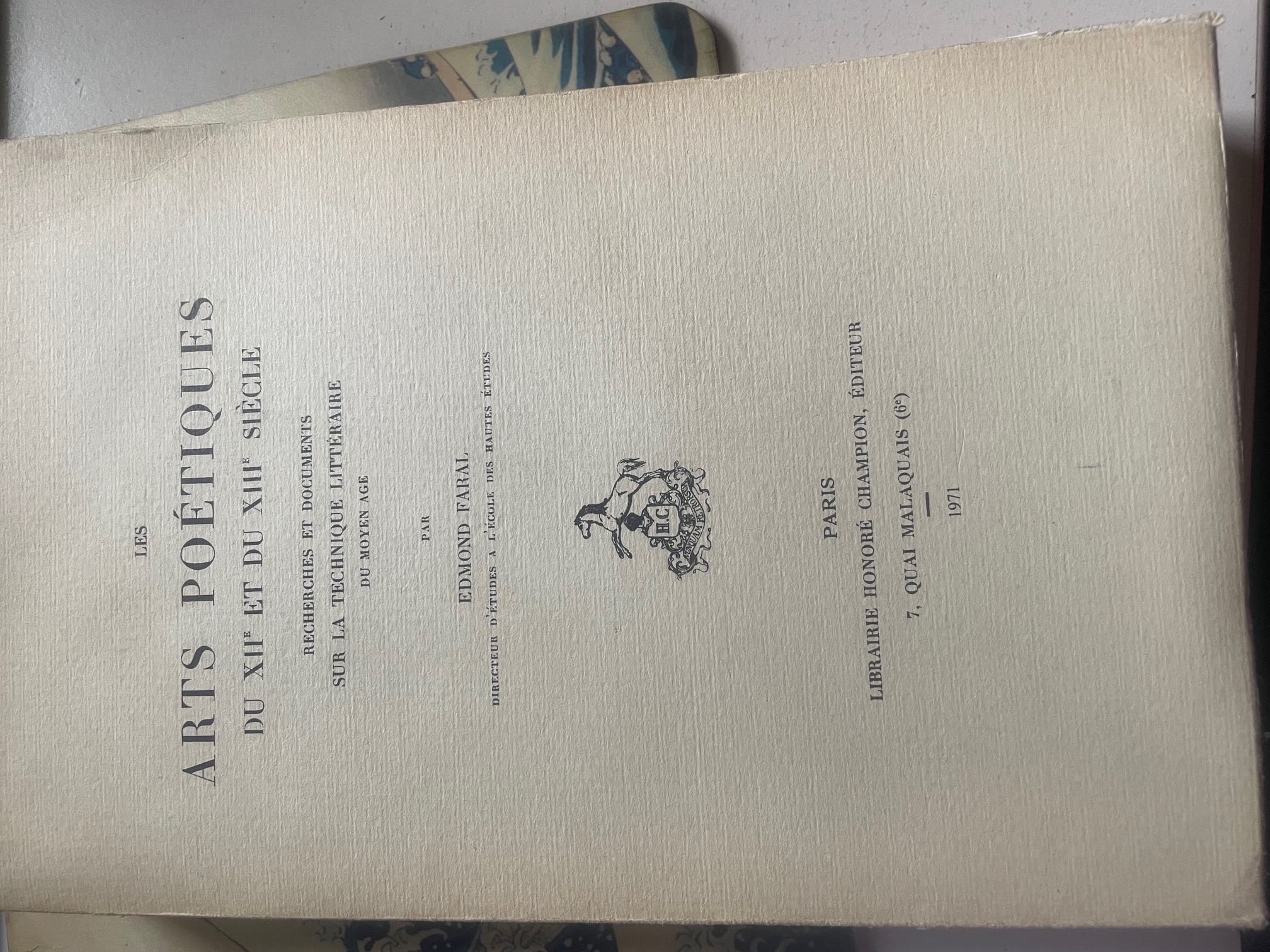 LES ARTS POETIQUES DU XIIE ET DU XIIIE SIECLE.
