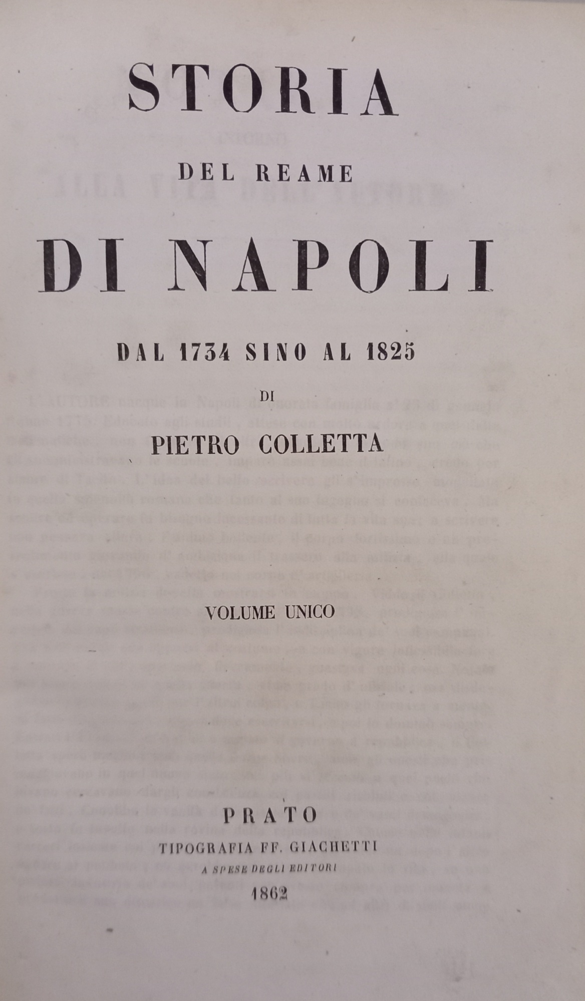 STORIA DEL REAME DI NAPOLI dal 1734 sino al1825 (volume …