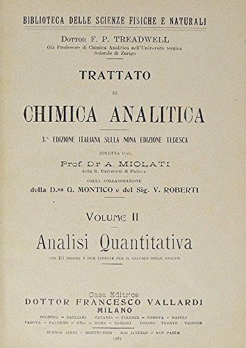 Trattato di chimica analitica. Volume I. Analisi qualitativa.