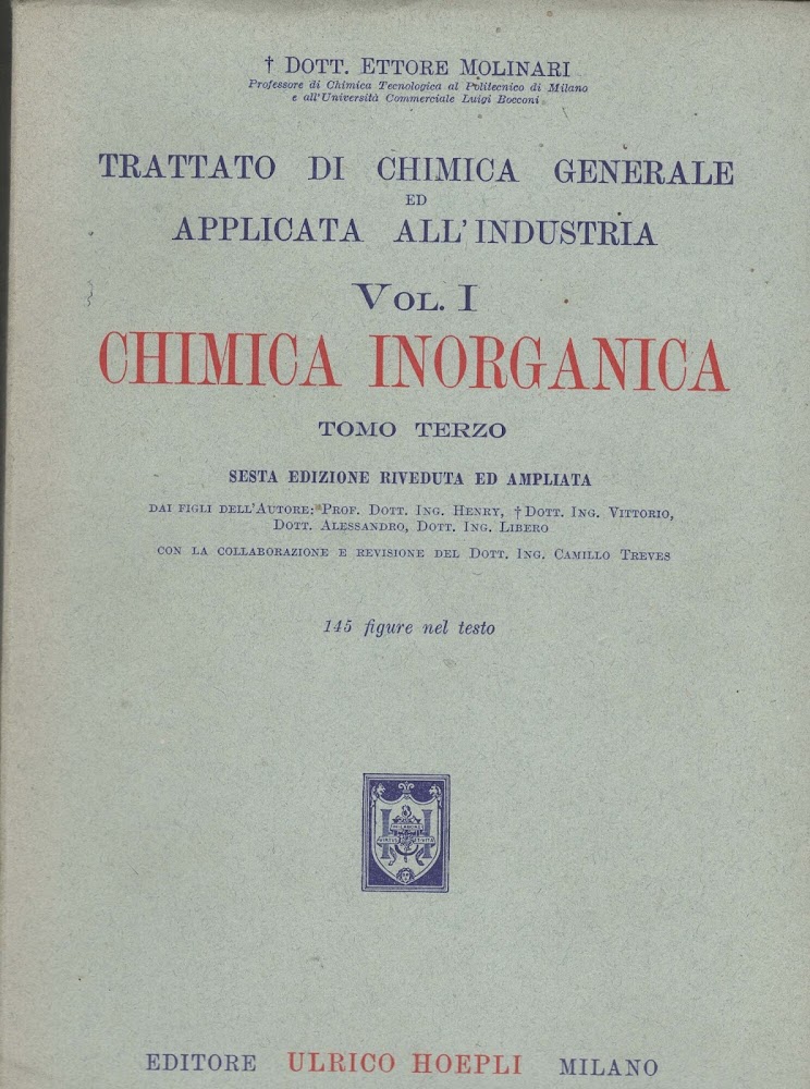 trattato di chimica generale applicata all'industria VOL 1 TOMO TERZO