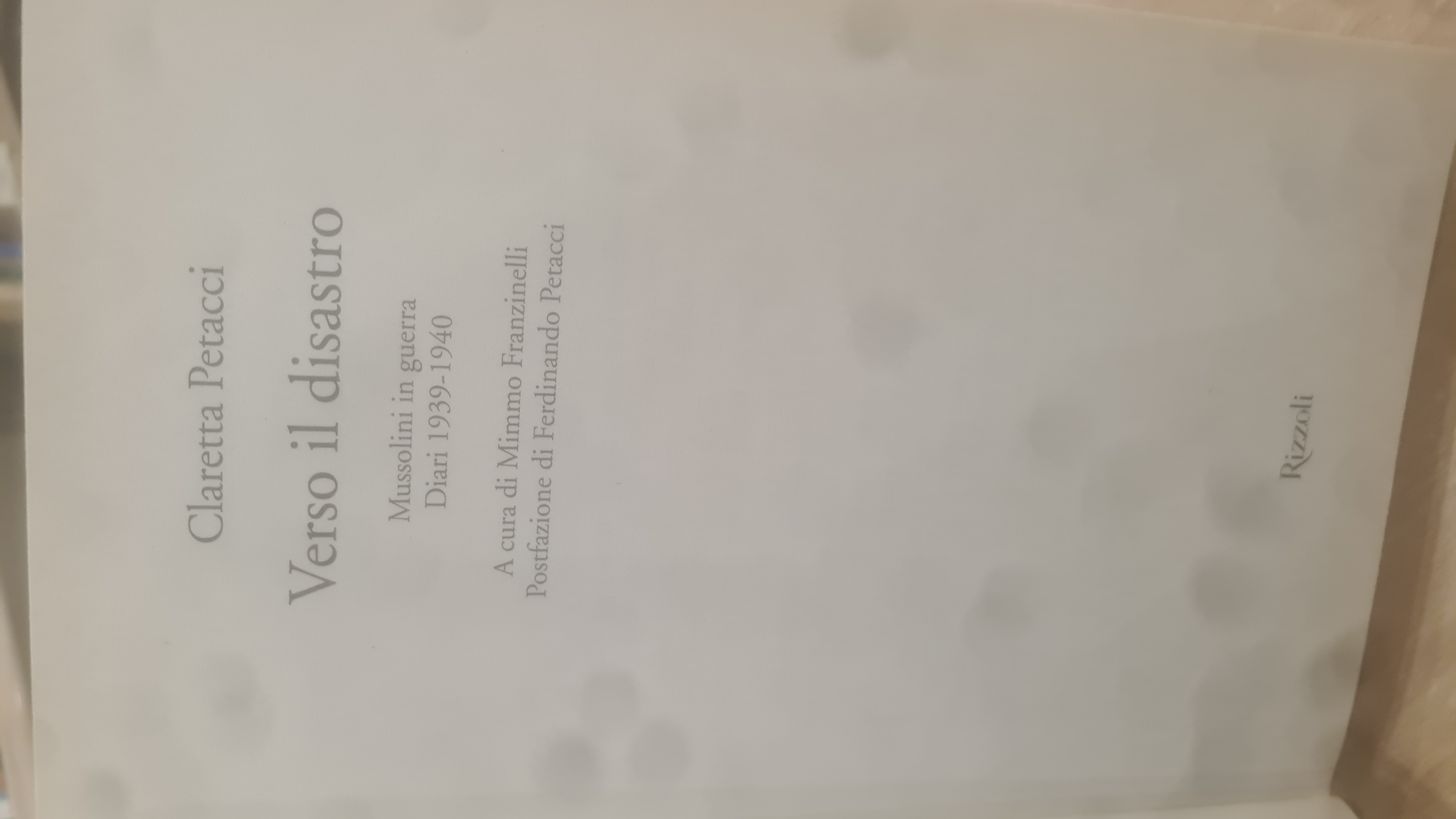 CLARETTA PETACCI - VERSO IL DISASTRO -