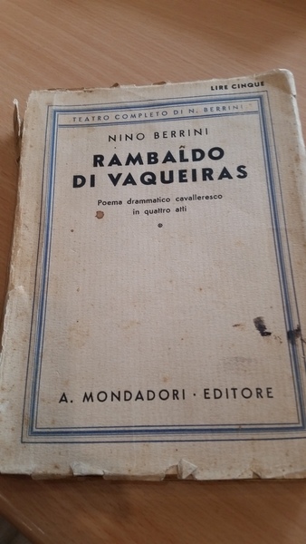 rambaldo di vaqueiras poema drammatico cavalleresco in quattro atti