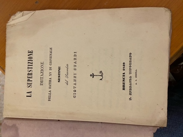 la superstizione : imitazione della satira xv di giovenale sestine …