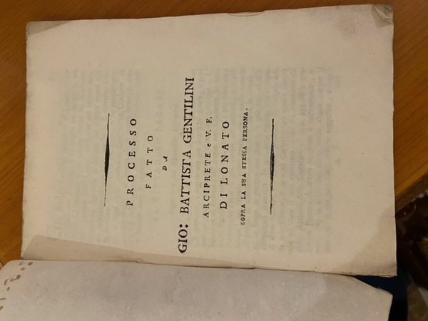 processo fatto da battista gentilini arciprete e v. f. di …