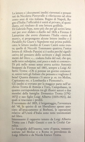 CARA ITALIA, TUO MOLISE. Lettere inedite di Pepe, Tommaseo. Cant�, …