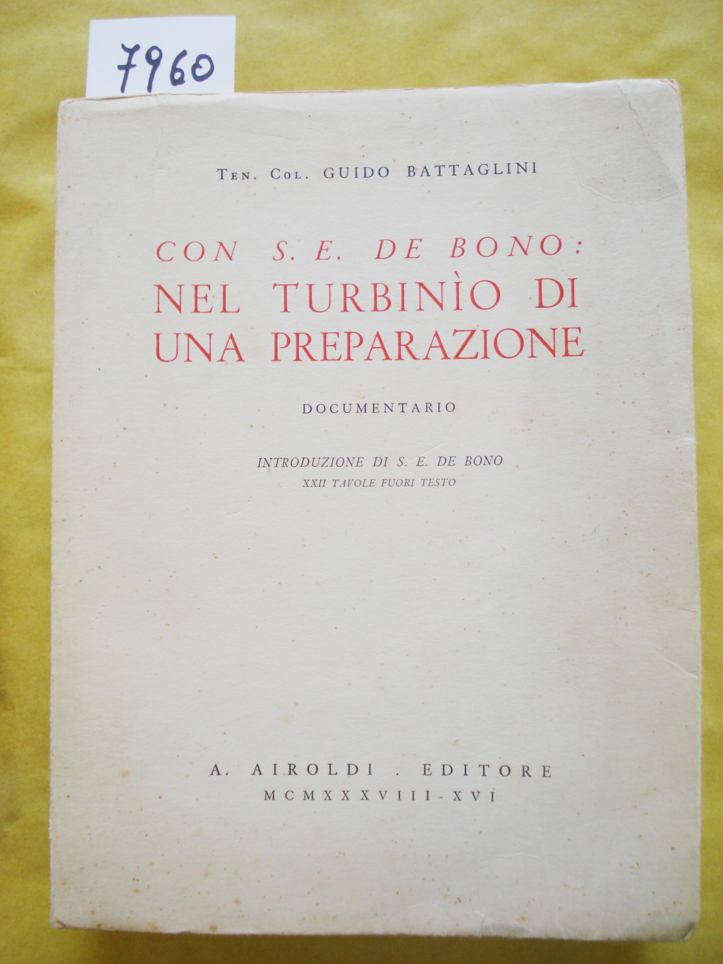 CON S.E. DE BONO: NEL TURBINIO DI UNA PREPARAZIONE. DOCUMENTARIO.