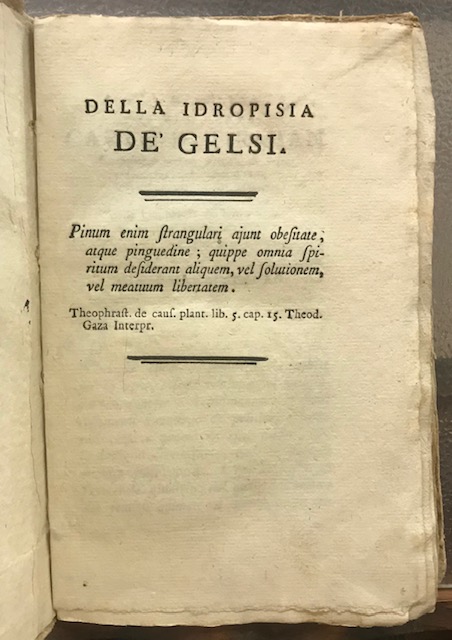 DELLA IDROPISIA DE' GELSI.