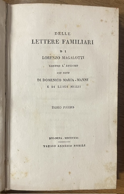 DELLE LETTERE FAMILIARI CONTRO L'ATEISMO.