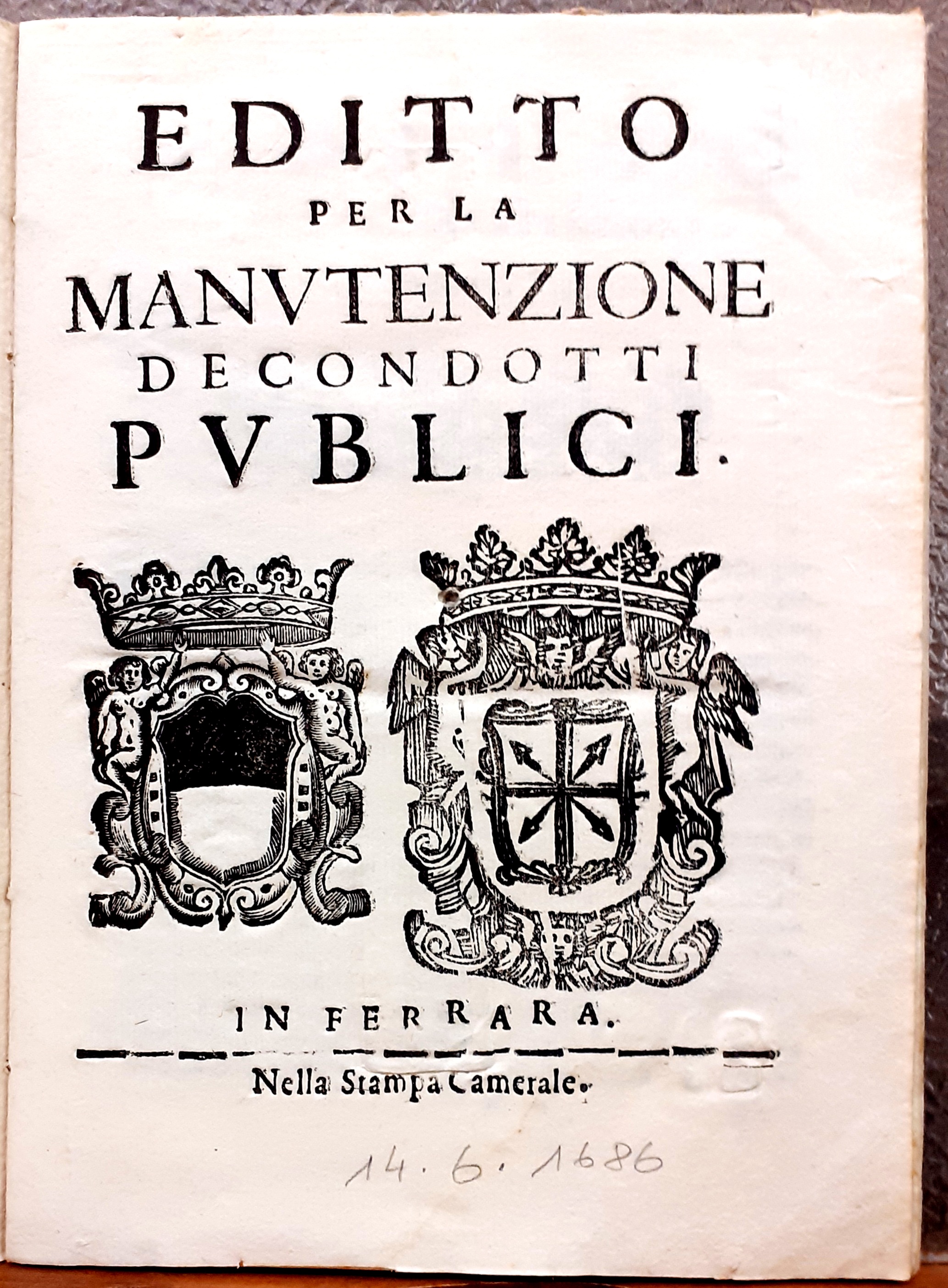 EDITTO PER LA MANUTENZIONE DE CONDOTTI PUBLICI.