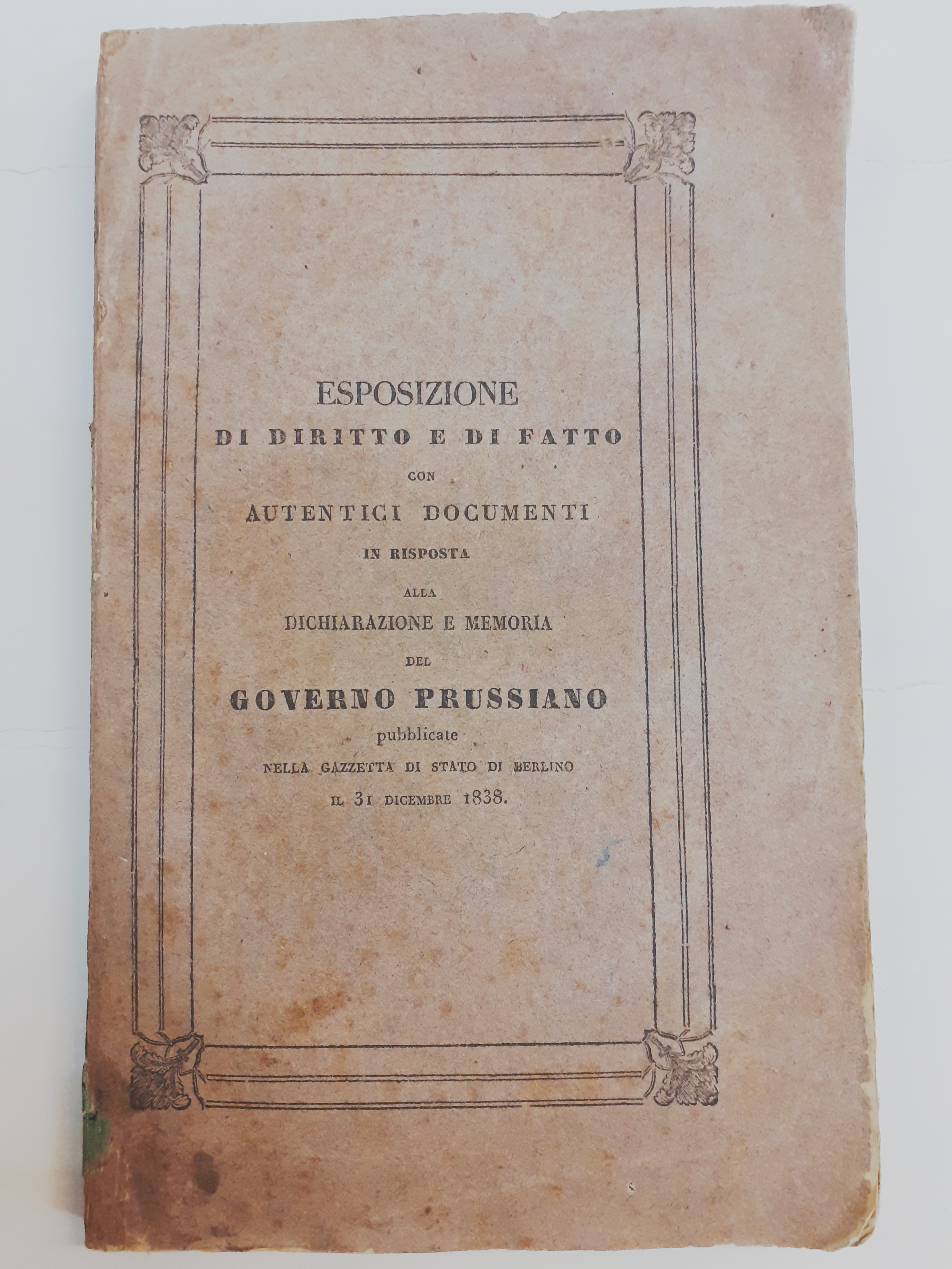 ESPOSIZIONE DI DIRITTO E DI FATTO CON AUTENTICI DOCUMENTI IN …