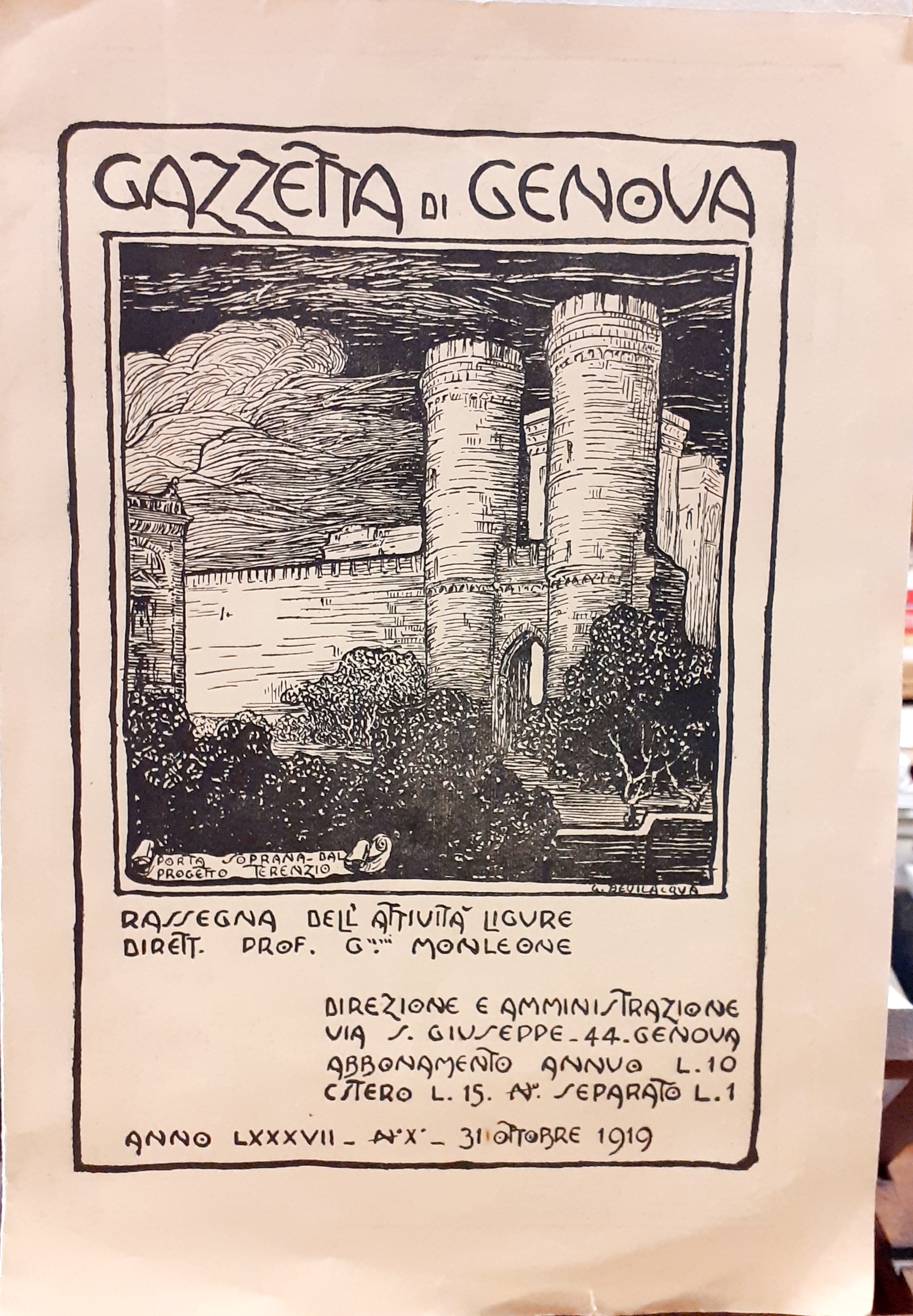 GAZZETTA DI GENOVA. Numeri di Ottobre 1919/ Maggio 1920/ Settembre, …