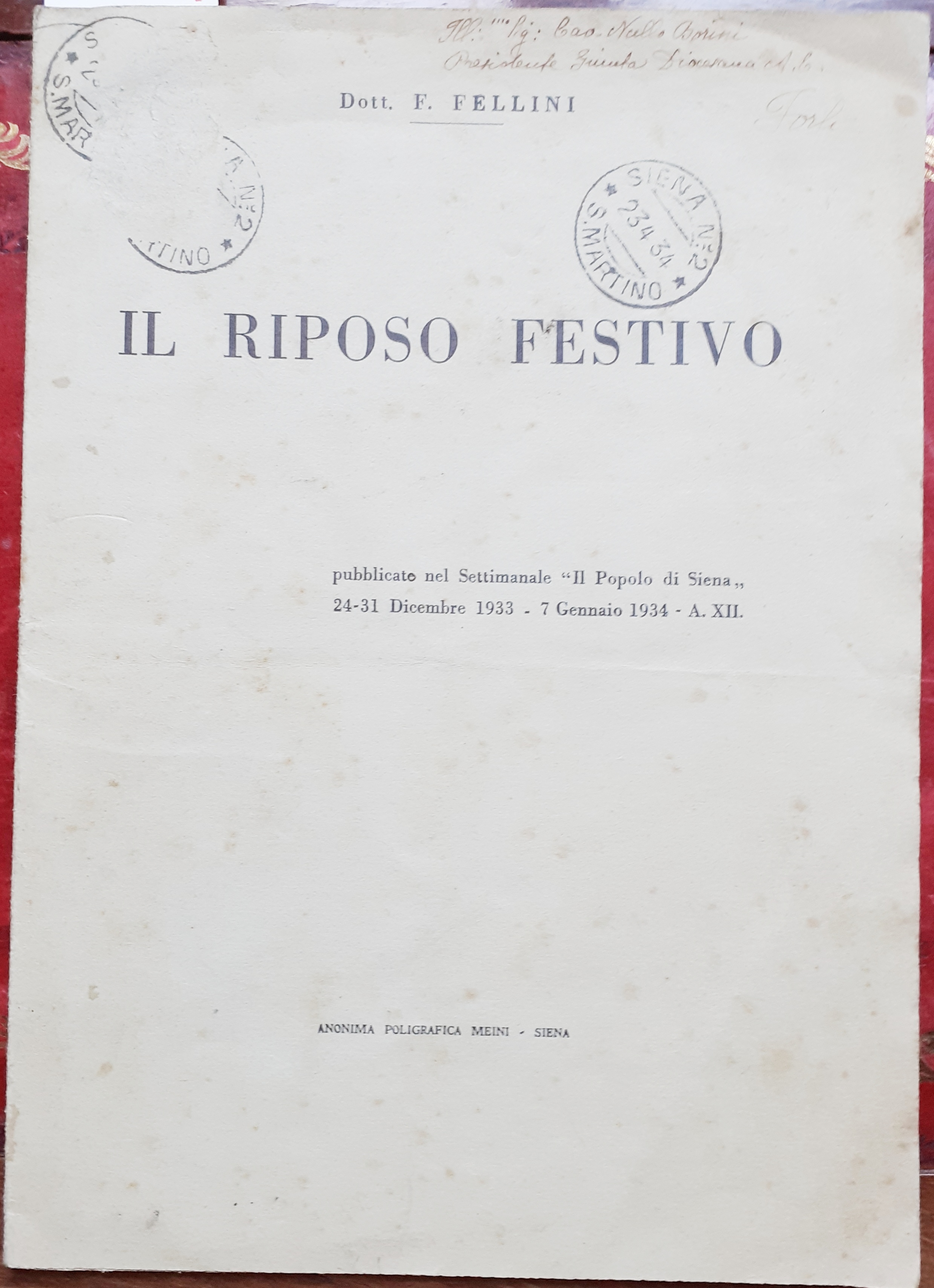 IL RIPOSO FESTIVO.