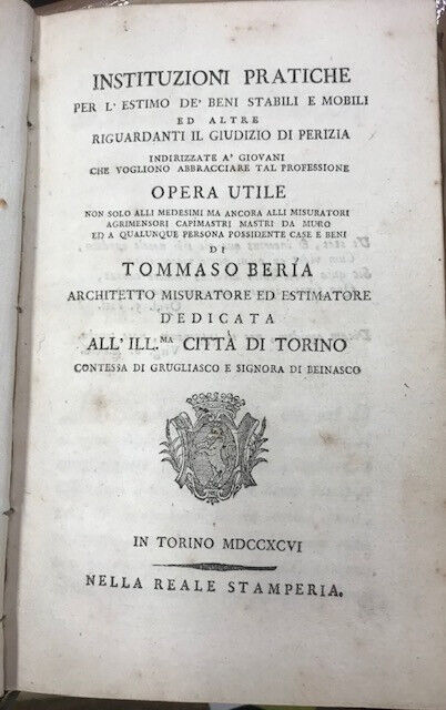 INSTITUZIONI PRATICHE PER L'ESTIMO DE' BENI STABILI E MOBILI ED …