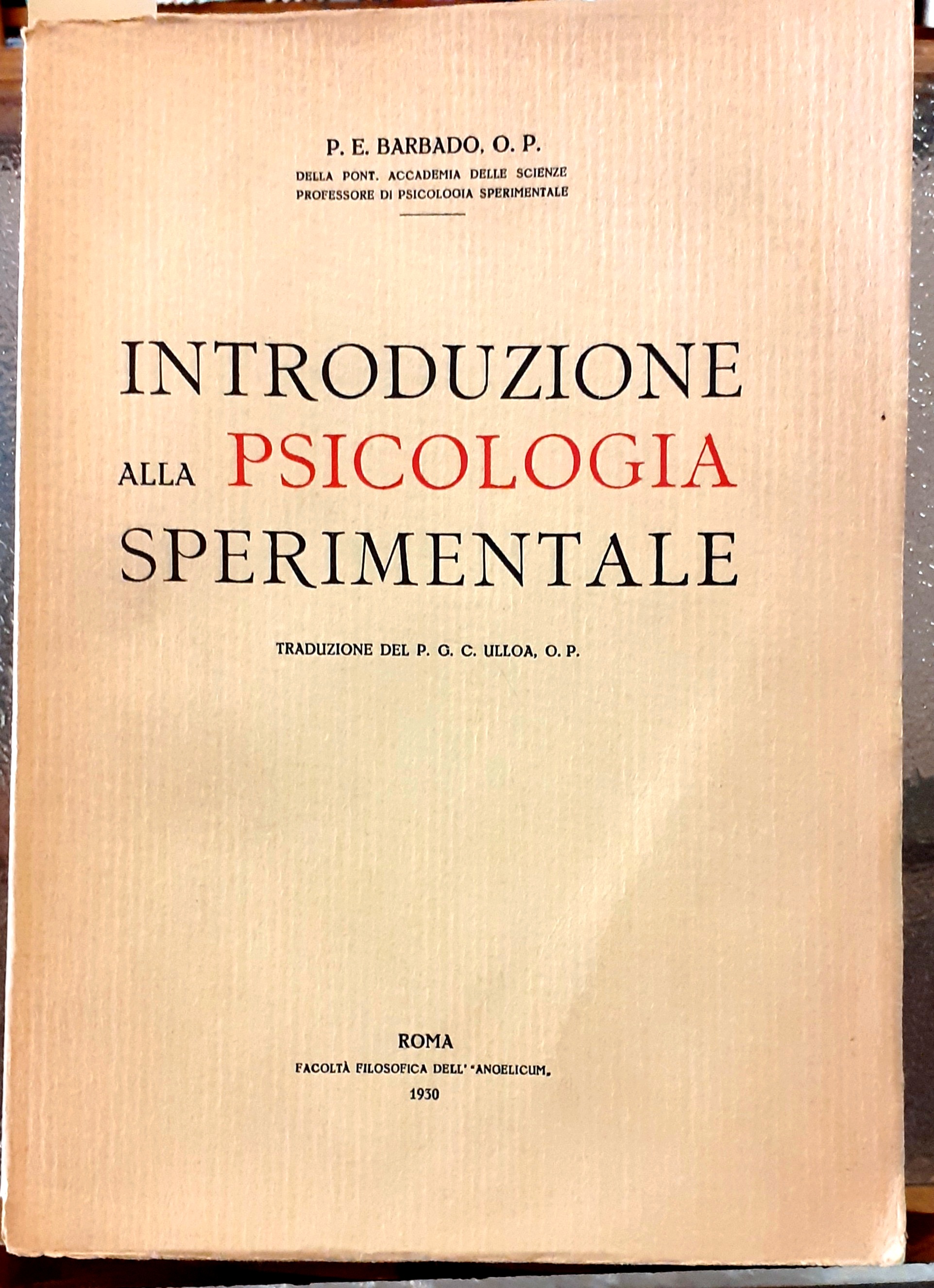 INTRODUZIONE ALLA PSICOLOGIA SPERIMENTALE.