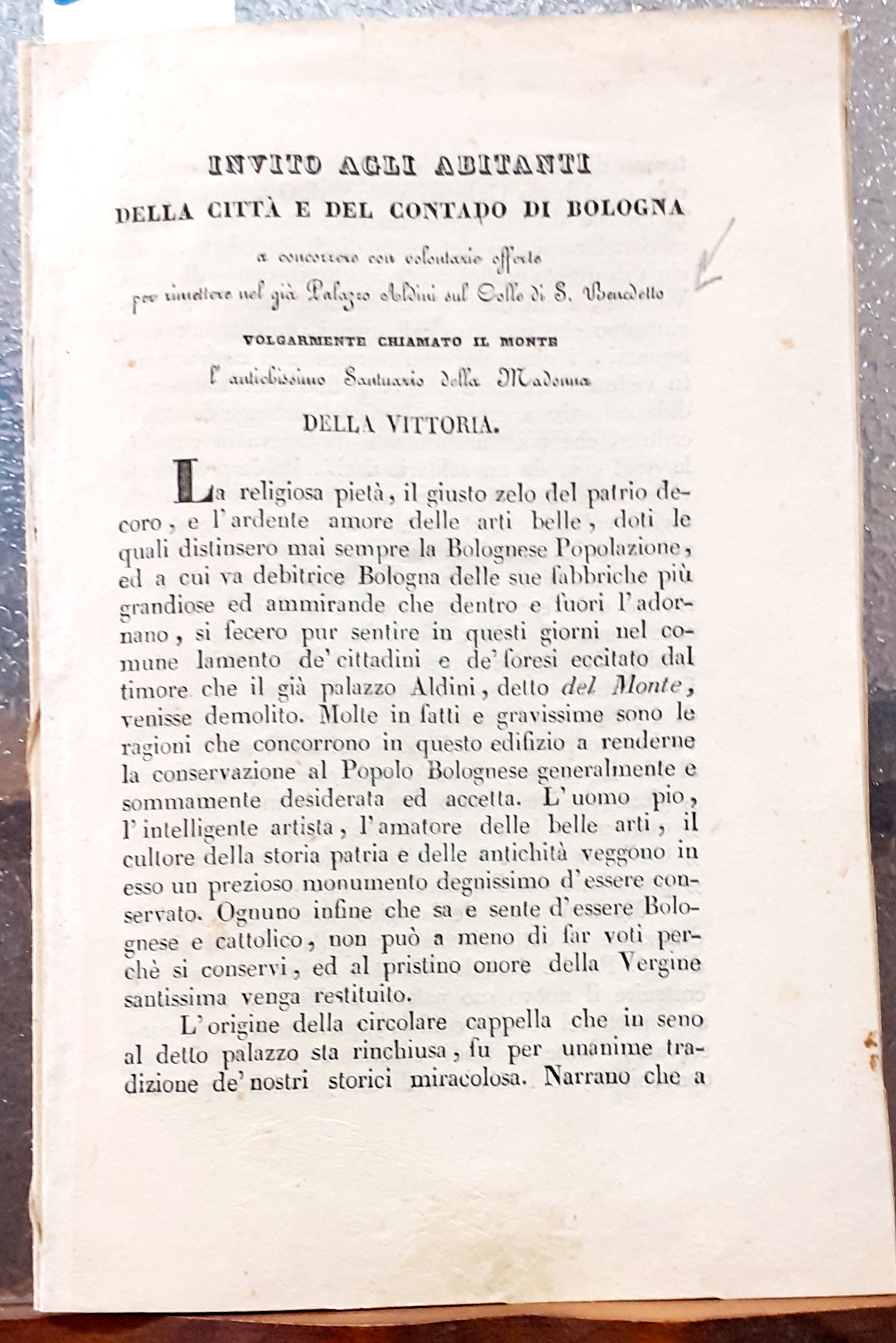 INVITO AGLI ABITANTI DELLA CITTA' E DEL CONTADO DI BOLOGNA …
