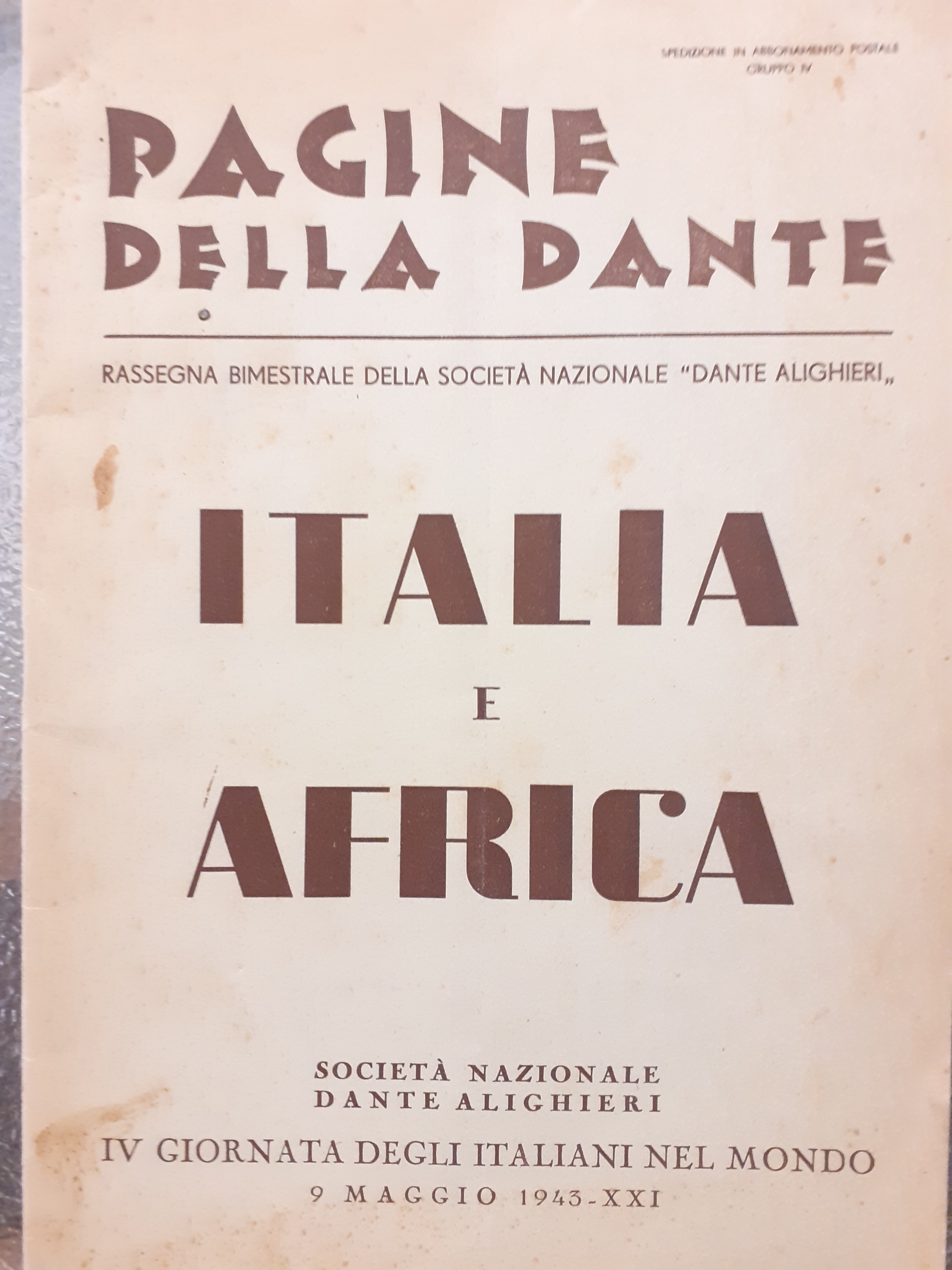 ITALIA E AFRICA. 9 maggio 1943.