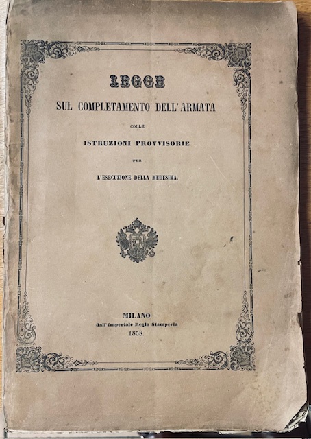 LEGGE SUL COMPLETAMENTO DELL' ARMATA COLLE ISTRUZIONI PROVVISORIE PER L' …