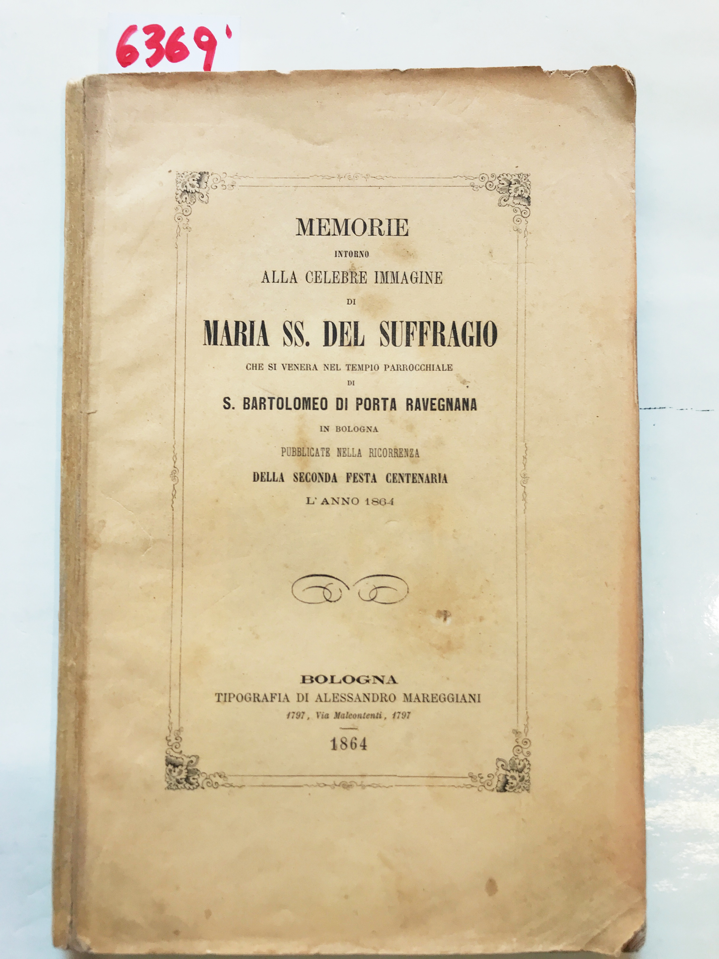 MEMORIE INTORNO ALLA CELEBRE IMMAGINE DI MARIA SS. DEL SUFFRAGIO …