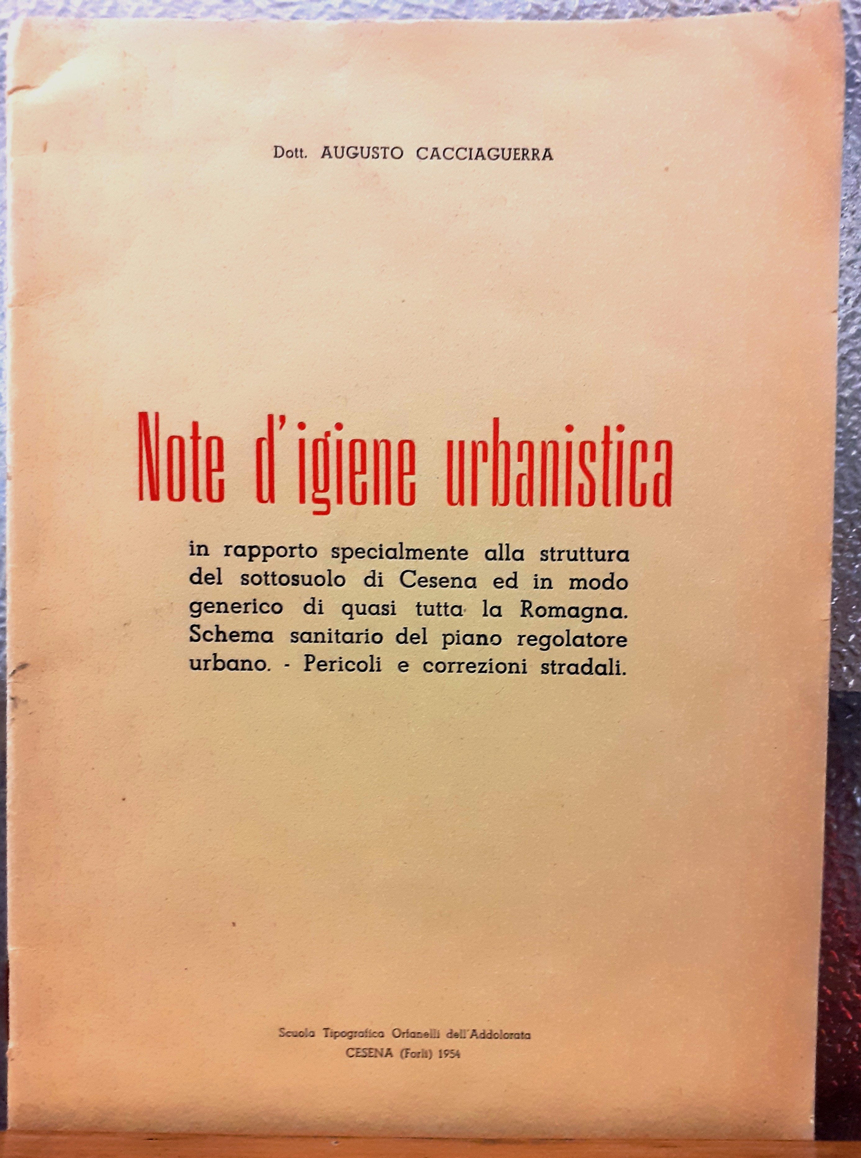 NOTE D'IGIENE URBANISTICA: in rapporto specialmente alla struttura del sottosuolo …