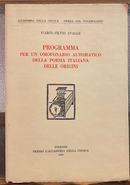 PROGRAMMA PER UN OMOFONARIO AUTOMATICO DELLA POESIA ITALIANA DELLE ORIGINI.