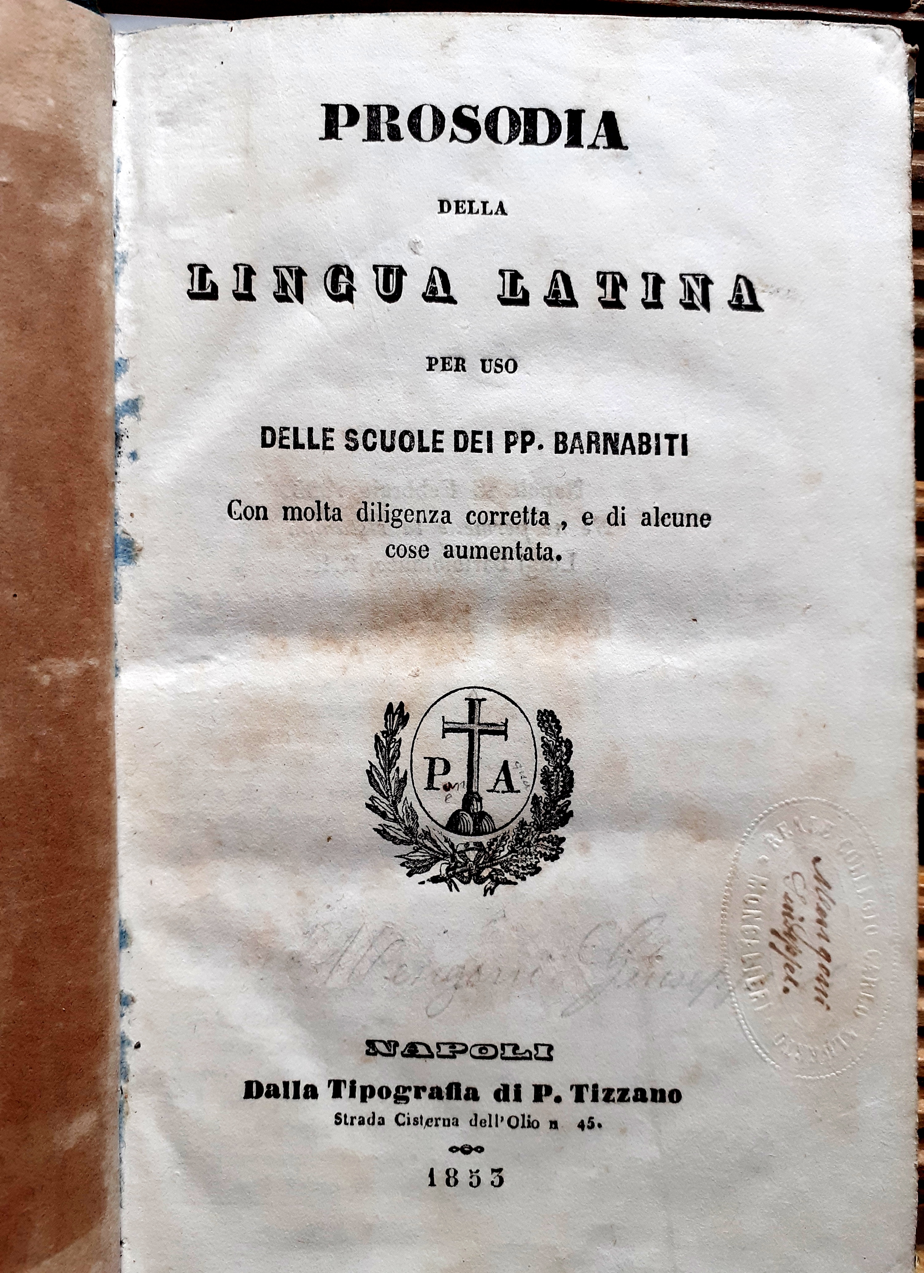 PROSODIA DELLA LINGUA LATINA PER USO DELLE SCUOLE DE PP. …