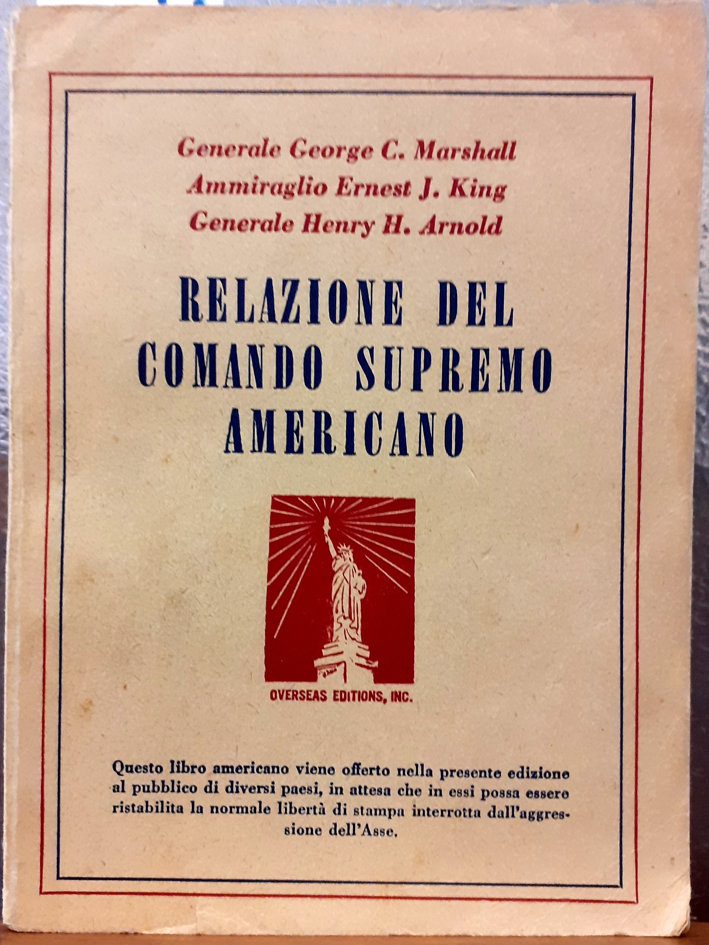 RELAZIONE DEL COMANDO SUPREMO AMERICANO.
